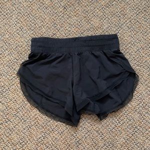 Black lululemon with mesh trim detail